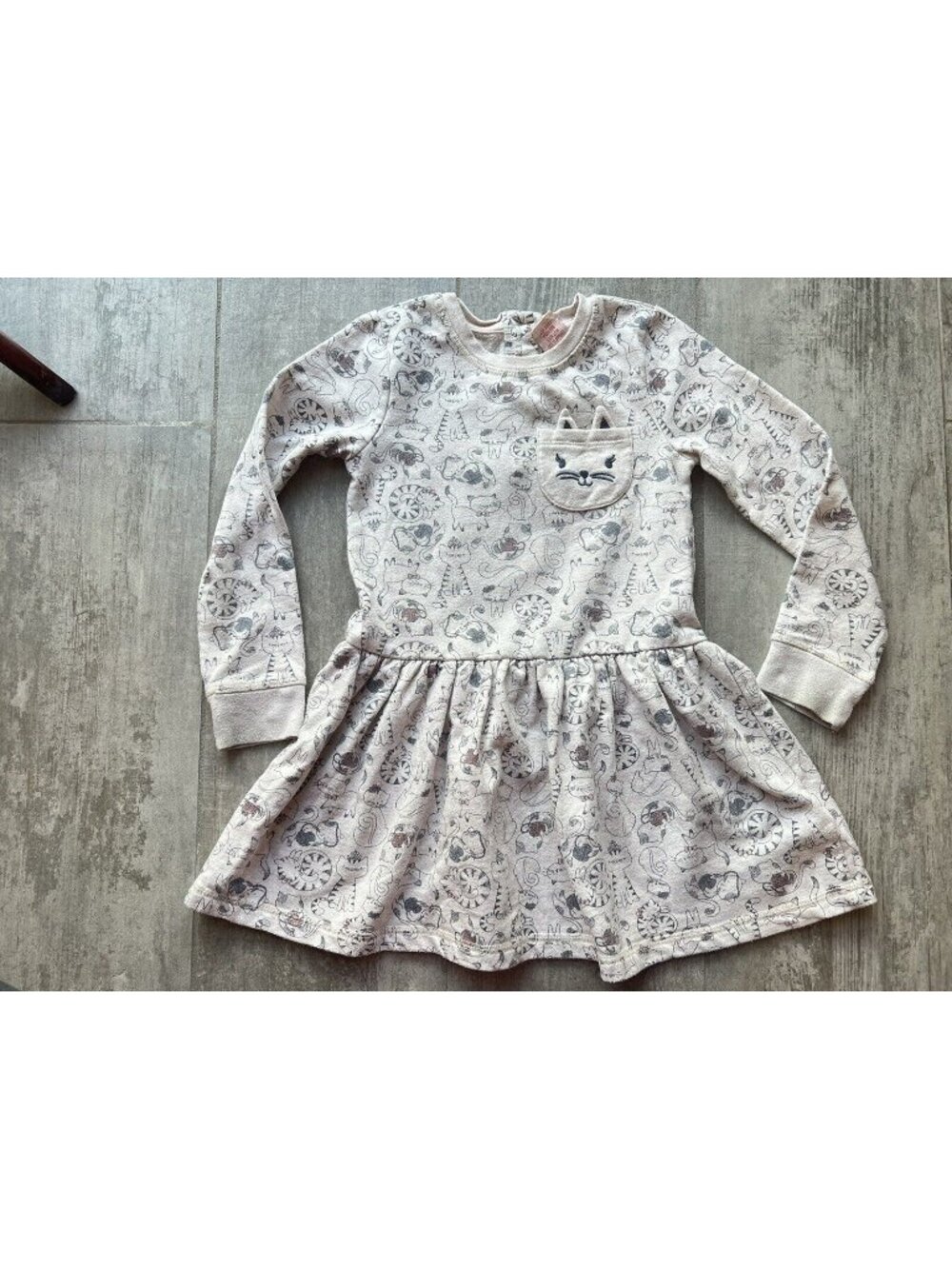 Gillians Closet Long Sleeve Dress Kitty Cat Toddler Girl Designer Casual 4T Soft